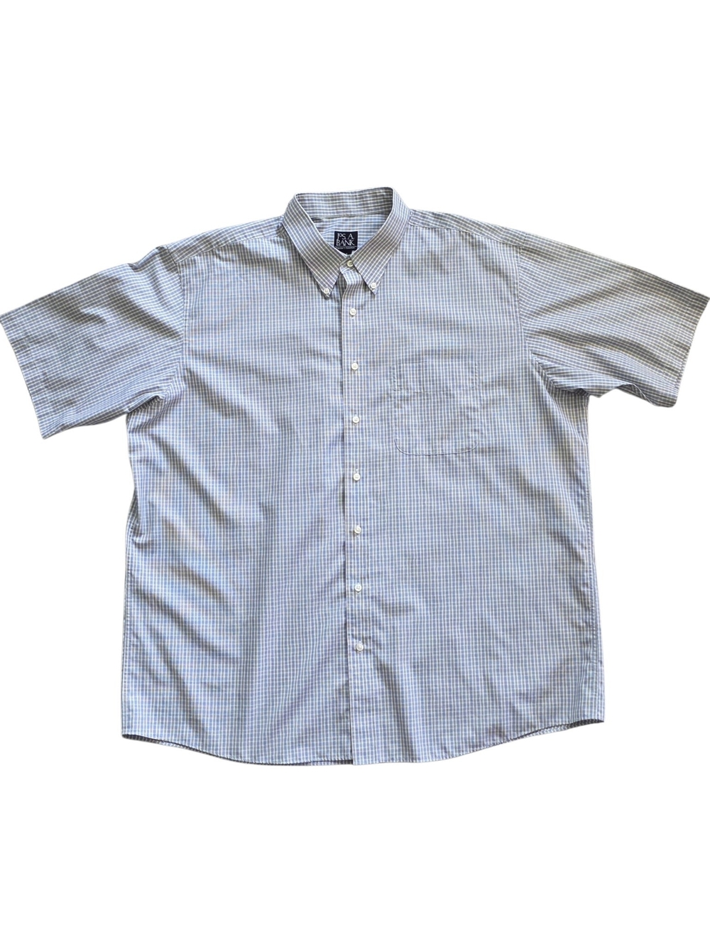 Jos. A. Bank 2XL Blue Green Plaid Traveler Collection Button Down Business Shirt